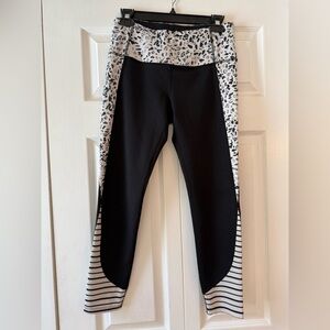 Apana black and white leopard stripe leggings